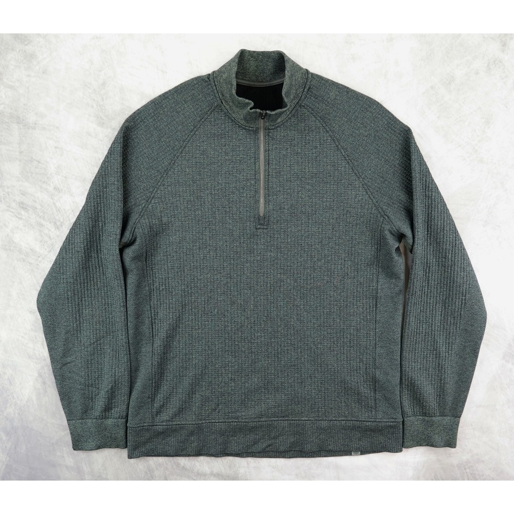 Lululemon Engineered Warmth 1/2 Zip Men Small Green Textured Knit Pullover